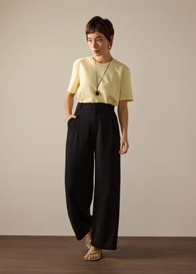 PETITE Leggy™ Alma Elastic Crepe High Waist Straight Leg Pants