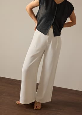 PETITE Leggy™ Alma Elastic Crepe High Waist Straight Leg Pants