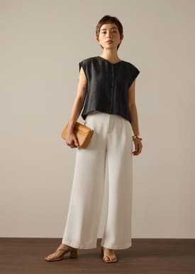 PETITE Leggy™ Alma Elastic Crepe High Waist Straight Leg Pants