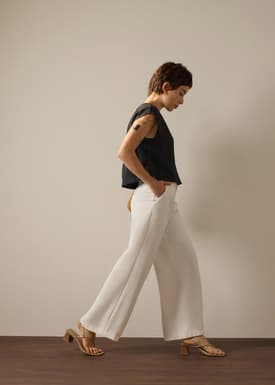 PETITE Leggy™ Alma Elastic Crepe High Waist Straight Leg Pants
