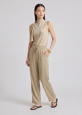 PETITE Misaki Crinkled Satin Pants