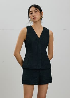 Fumiko Ribbon Tweed High Waist Shorts