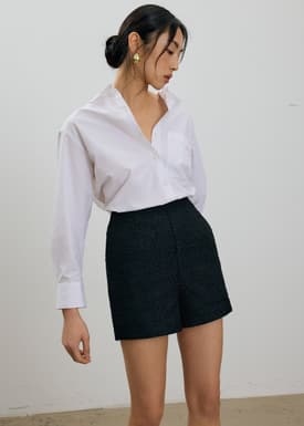 Fumiko Ribbon Tweed High Waist Shorts