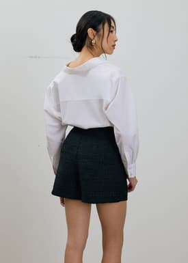 Fumiko Ribbon Tweed High Waist Shorts