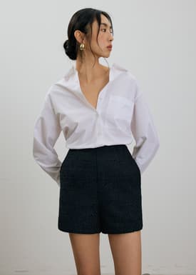 Fumiko Ribbon Tweed High Waist Shorts