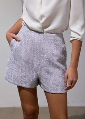 Fumiko Ribbon Tweed High Waist Shorts