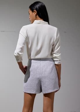 Fumiko Ribbon Tweed High Waist Shorts