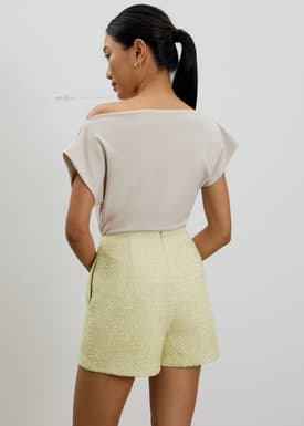 Fumiko Ribbon Tweed High Waist Shorts