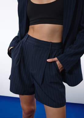 Lei Elastic Tailored Pinstripe Bermuda Shorts