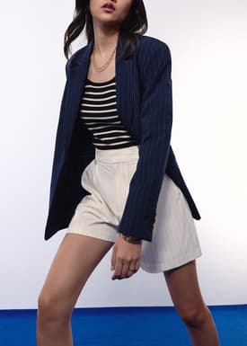 Lei Elastic Tailored Pinstripe Bermuda Shorts