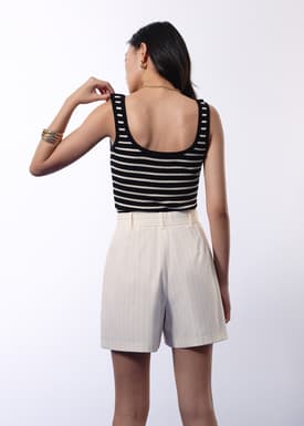 Lei Elastic Tailored Pinstripe Bermuda Shorts