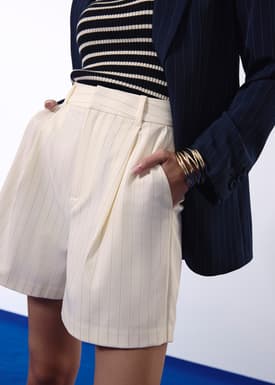 Lei Elastic Tailored Pinstripe Bermuda Shorts