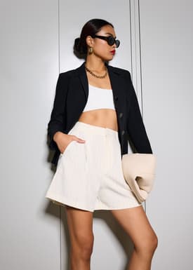 Lei Elastic Tailored Pinstripe Bermuda Shorts