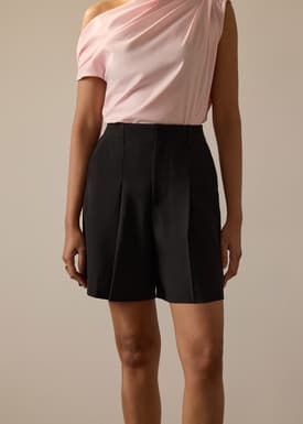 Bea Elastic Melange Pleated High Waist Shorts