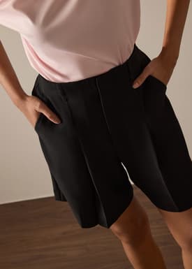 Bea Elastic Melange Pleated High Waist Shorts