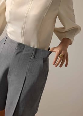 Bea Elastic Melange Pleated High Waist Shorts