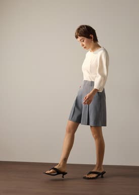 Bea Elastic Melange Pleated High Waist Shorts