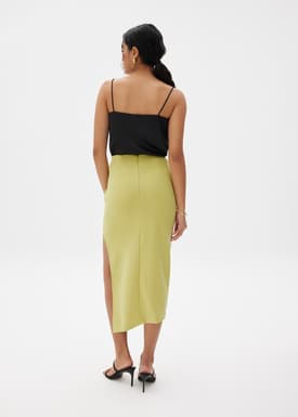 Divya Asymmetric Drape Midi Skirt