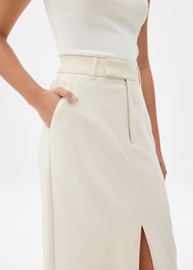 Iman Tailored Column Midi Skirt