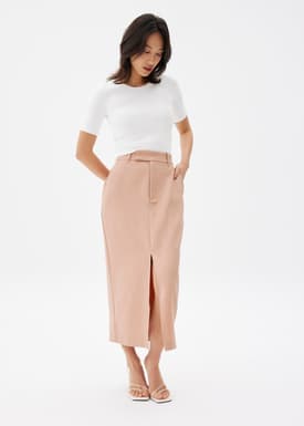 Iman Tailored Column Midi Skirt