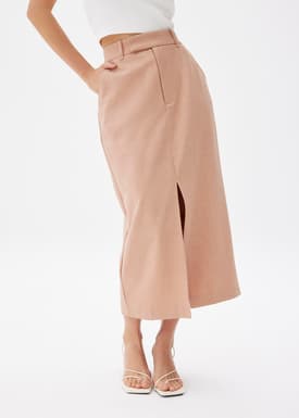 Iman Tailored Column Midi Skirt