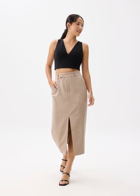Iman Tailored Column Midi Skirt