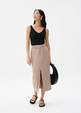 Iman Tailored Column Midi Skirt