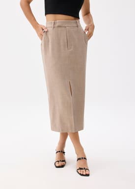 Iman Tailored Column Midi Skirt