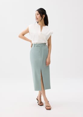 Iman Tailored Column Midi Skirt