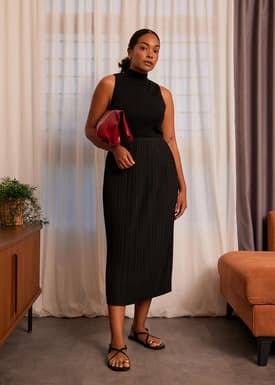 Gym Pleated Column Midi Skirt