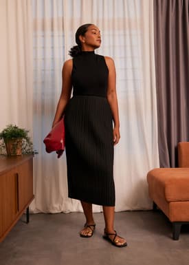 Gym Pleated Column Midi Skirt