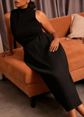 Gym Pleated Column Midi Skirt