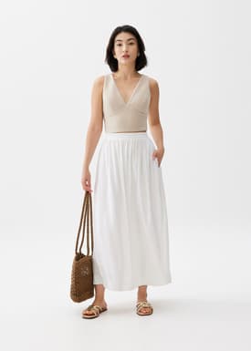 Rei Elastic Linen A-line Maxi Skirt