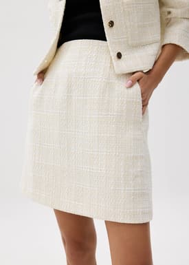 Kaori Elastic Tweed Mini Skirt