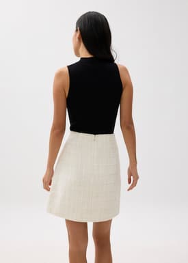 Kaori Elastic Tweed Mini Skirt