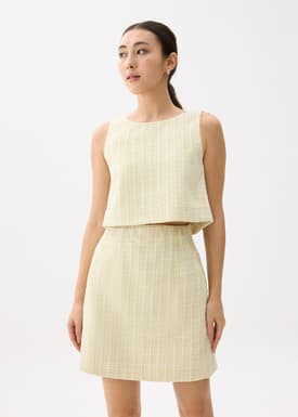 Kaori Elastic Tweed Mini Skirt