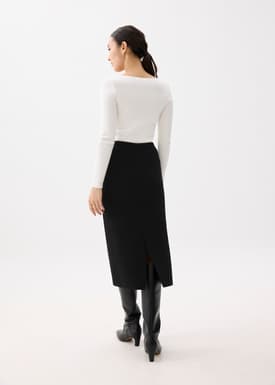 Esha Elastic Knit Column Midi Skirt