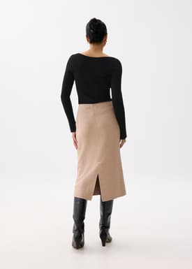 Esha Elastic Knit Column Midi Skirt