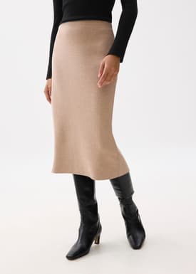 Esha Elastic Knit Column Midi Skirt