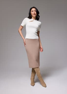 Esha Elastic Knit Column Midi Skirt