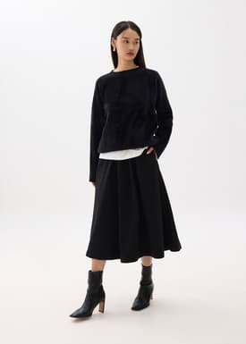 Lara Elastic Reversible Pleated Midi Skirt