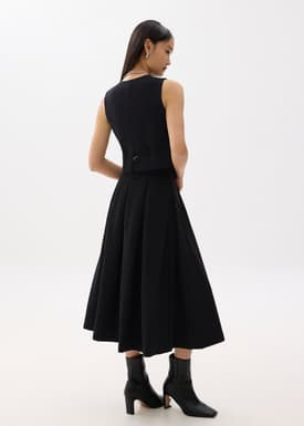 Lara Elastic Reversible Pleated Midi Skirt