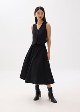 Lara Elastic Reversible Pleated Midi Skirt