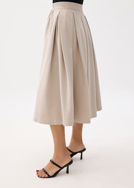 Lara Elastic Reversible Pleated Midi Skirt