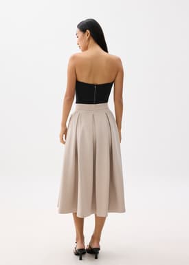 Lara Elastic Reversible Pleated Midi Skirt
