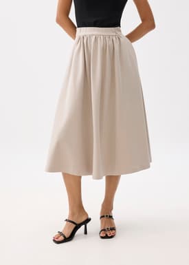 Lara Elastic Reversible Pleated Midi Skirt