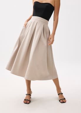 Lara Elastic Reversible Pleated Midi Skirt