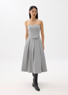 Lara Elastic Reversible Pleated Midi Skirt