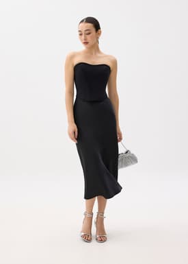 Arii Elastic Satin Bias Cut Midaxi Skirt