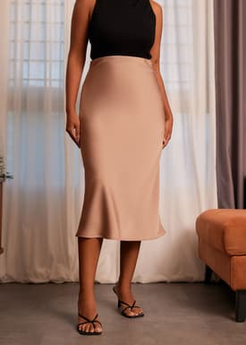 Arii Elastic Satin Bias Cut Midaxi Skirt